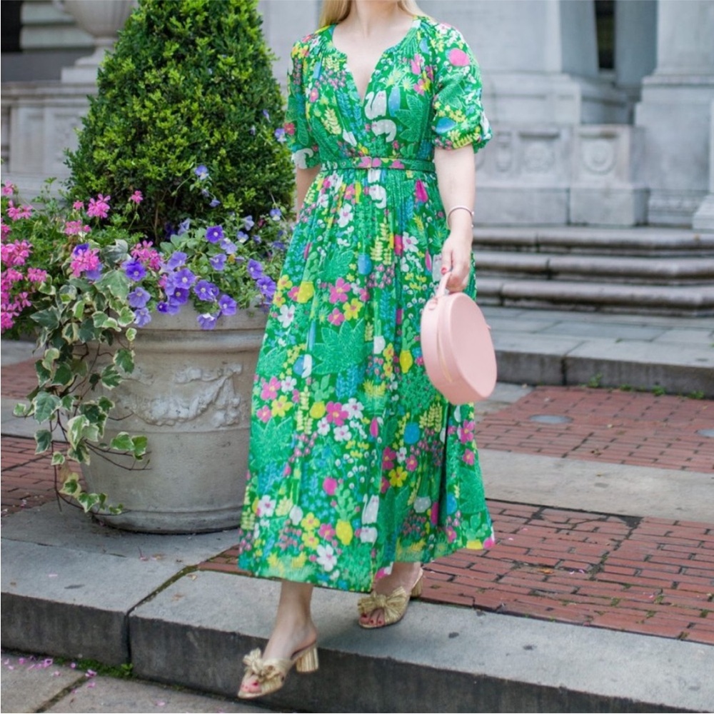 Kate Spade Vibrant Green Floral Maxi Dress